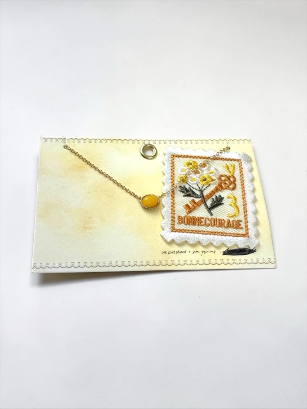 Free People Postcard Necklace Press On Patch Set 14k Gold Plated NWT Dainty